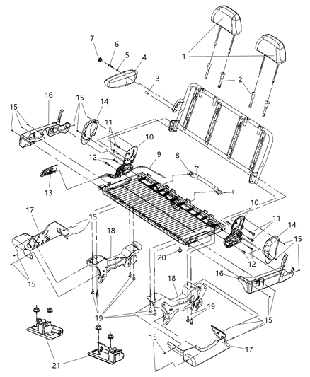 2007 Chrysler Town & Country Shield Side Seat Diagram for UK271D5AA
