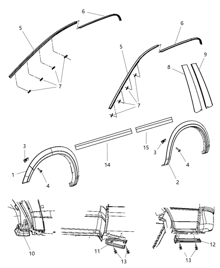 2010 Dodge Ram 1500 Molding Windshield Diagram for 55112434AB