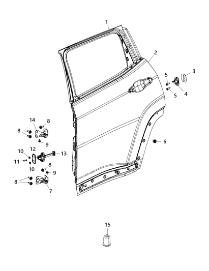 2021 Jeep Compass Rear Door - Shell & Hinges Diagram