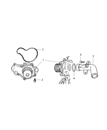 2006 Dodge Caravan Water Pump & Related Parts Diagram 1 - Thumbnail