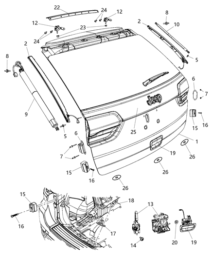 2019 Jeep Grand Cherokee Sensor, Rear Passenger Side Diagram for 68165048AC