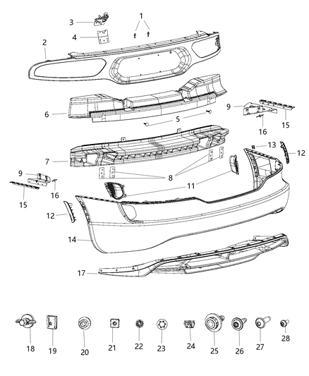 2014 Dodge Viper License Lamp Nut Diagram for 6102244AA