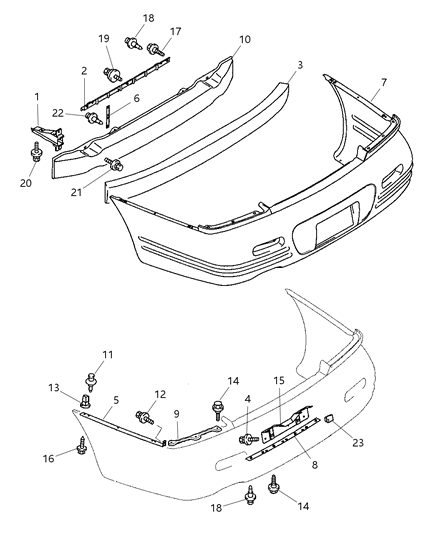 1998 Chrysler Sebring Coupe Bumper & Support, Front Diagram 2 - Thumbnail