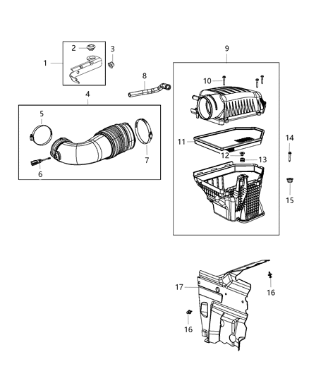 2015 Dodge Challenger Air Hose Diagram for 4593974AB