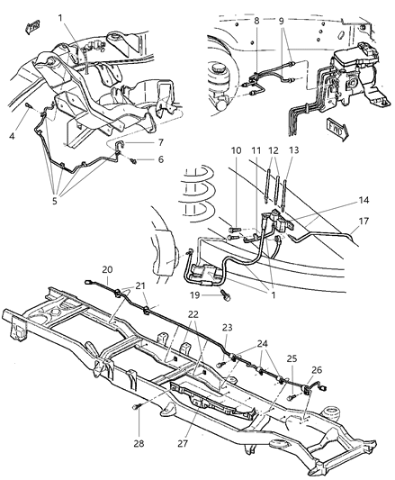 1998 Dodge Ram 3500 Regular Cab Lines & Hoses, Brake, Front And Chassis Diagram