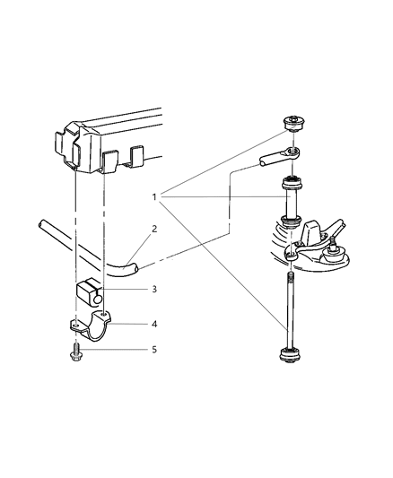 2002 Dodge Ram Wagon Stabilizer Bar, Front Diagram for 52039336AC