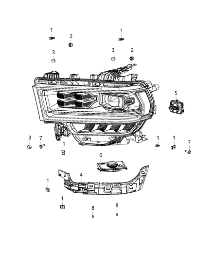 2019 Ram 2500 Parts, Headlamp Service Diagram 4 - Thumbnail
