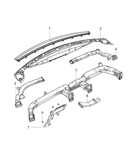 2020 Ram 1500 New Style Ducts, Front Diagram