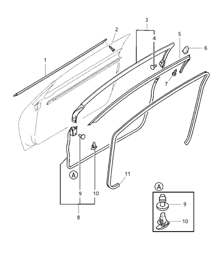 2005 Dodge Stratus Coupe Weatherstrips & Seals Diagram