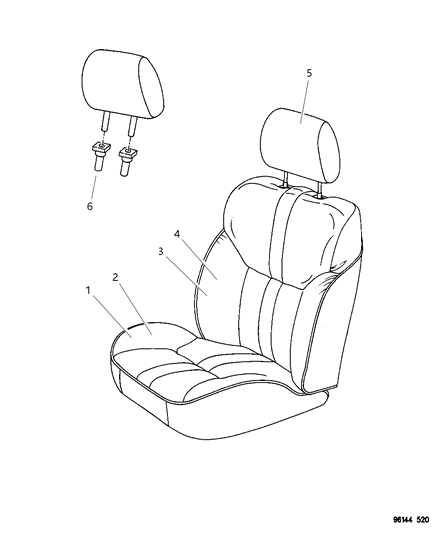 1997 Chrysler Cirrus Headrest, W/Cover Diagram for LC57SK5