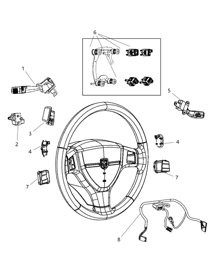 2009 Dodge Ram 1500 Wiring Steering Wheel Diagram for 68056174AA
