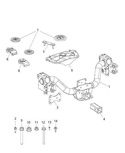 2014 Ram 3500 Pickup Tow Hooks & Hitches, Rear Diagram