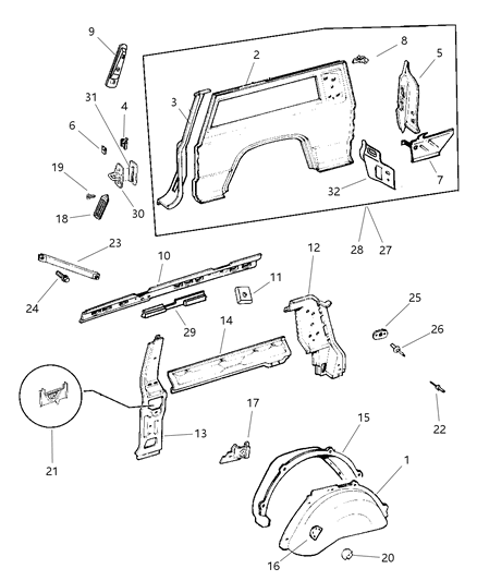1998 Jeep Cherokee Striker Plate, Rear Diagram for 4674669