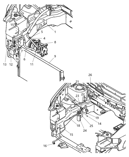 2003 Dodge Grand Caravan Line A/C Suction Diagram for 5005243AC