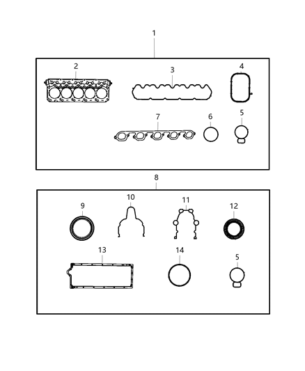 2017 Dodge Viper Engine Gasket Kits Diagram