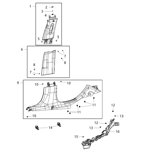2021 Jeep Compass Interior Moldings And Pillars Diagram 2 - Thumbnail