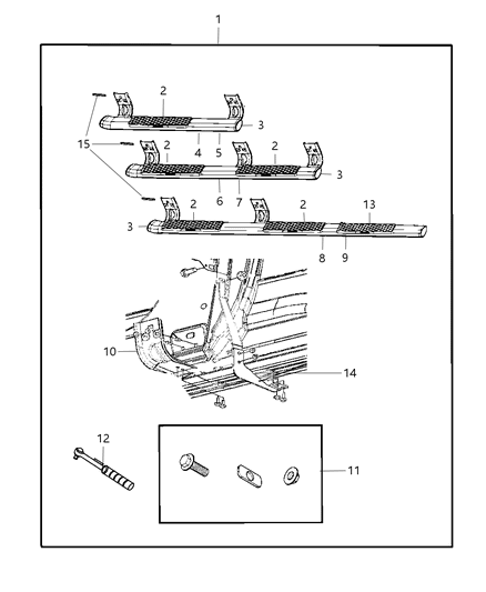 2012 Ram 2500 Step Kit, Tubular Side Diagram