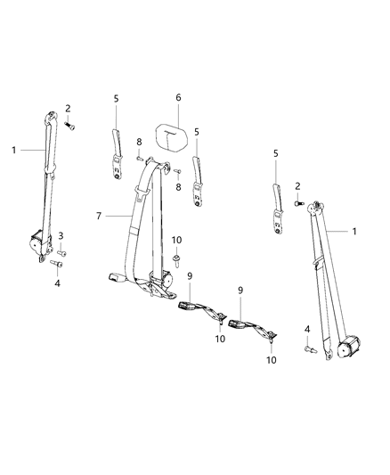 2016 Ram 5500 Seat Belts - Rear Diagram