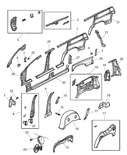 2001 Dodge Durango Fuel Door Screw Diagram for 6504946AA