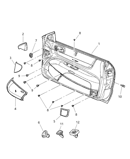 2005 Chrysler Sebring Sedan & Convertible Front Door Diagram