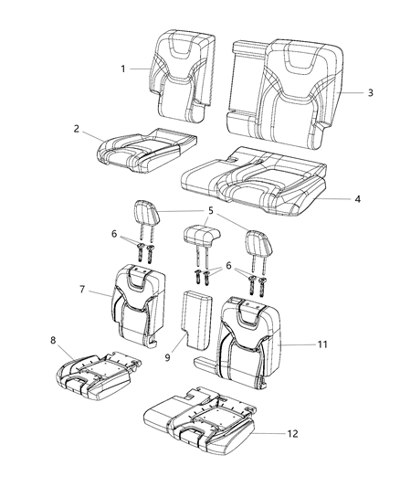 2014 Jeep Cherokee Foam Seat Cushion Rear Left Diagram for 68091778AA