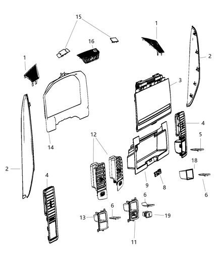 2016 Ram 1500 Outlet A/C & Heater Right Outboard Diagram for 1WP29DX9AC