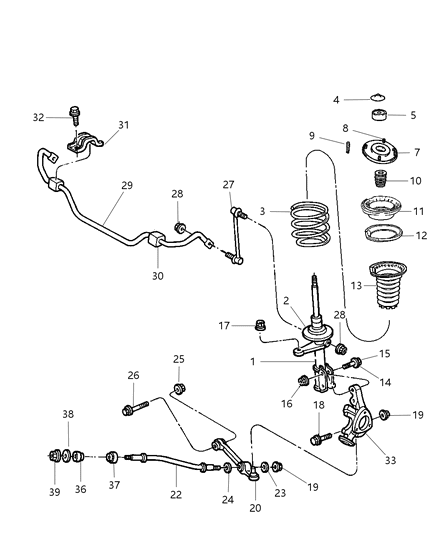 1999 Chrysler LHS Stabilizer Bar, Front Diagram for 4772633AB