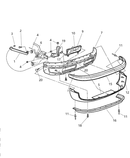1998 Dodge Ram 3500 Quad & Club Cab Bumper, Front Diagram