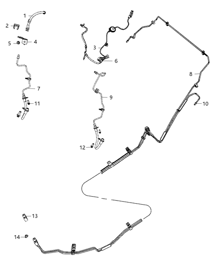 2012 Dodge Caliber Brake Tubes, Rear Diagram