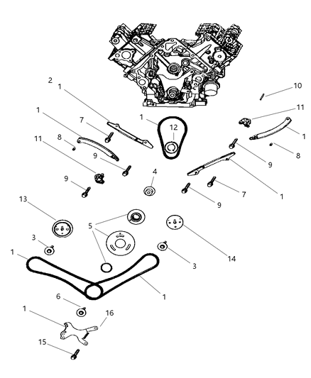 2004 Jeep Grand Cherokee Timing Chain & Guides Diagram