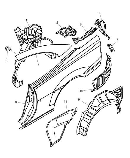 2004 Dodge Stratus Rear Body Panel Bracket Diagram for MB959359