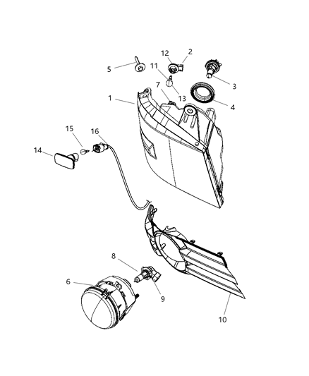 2011 Chrysler Town & Country Lamp Front Fog Diagram for 5182021AA