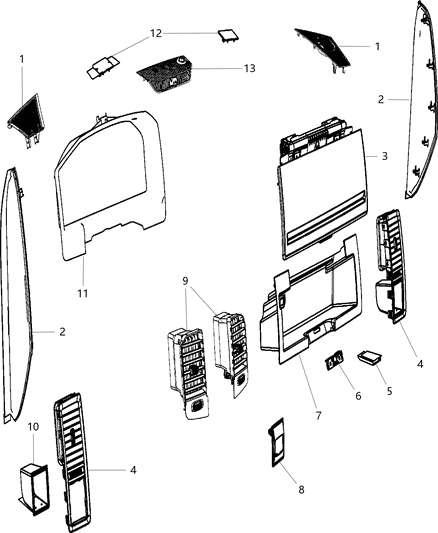 2016 Ram 3500 Pickup Instrument Panel Trim Diagram 2 - Thumbnail