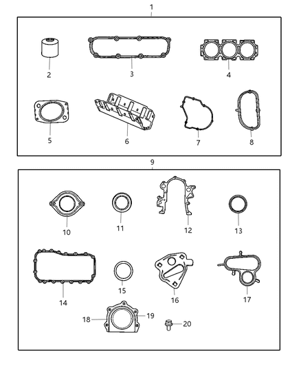 2007 Chrysler Town & Country Timing Cover Gasket Diagram for 4621987AC