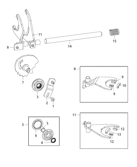 2012 Jeep Wrangler Shift Forks & Rails Diagram 6 - Thumbnail