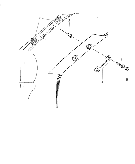 1998 Dodge Ram 3500 Regular Cab A-Pillar Diagram