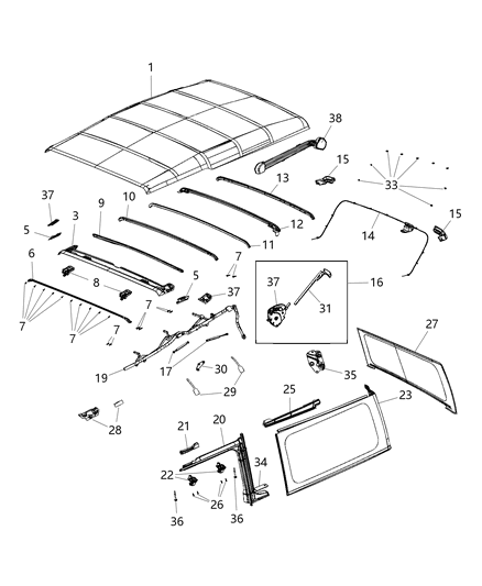 2018 Jeep Wrangler All-new Model Convertible Top Diagram 1 - Thumbnail