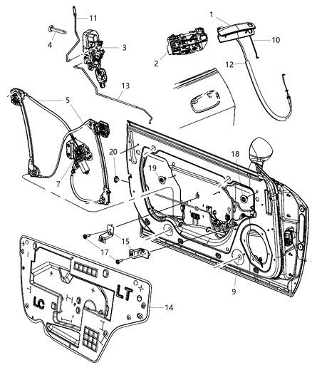 2011 Dodge Challenger Latch Front Door Diagram for 68064403AB