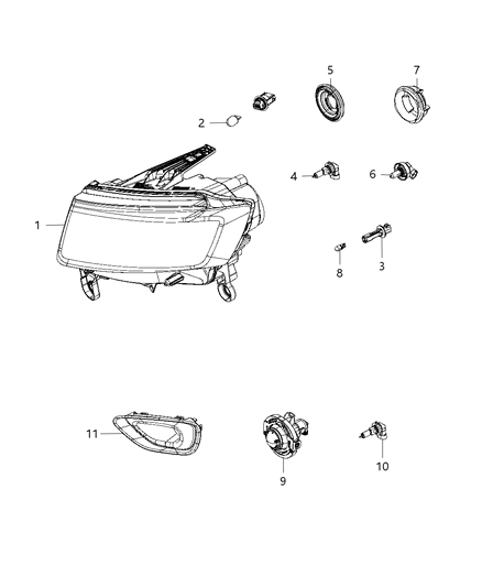 2019 Jeep Grand Cherokee Parts, Headlamp Service Diagram 2 - Thumbnail