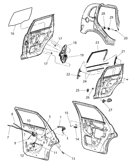 2005 Chrysler PT Cruiser Window Motor, Rear Driver Side Diagram for 5127832AA