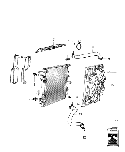 2013 Jeep Wrangler Radiator & Related Parts Diagram 2 - Thumbnail