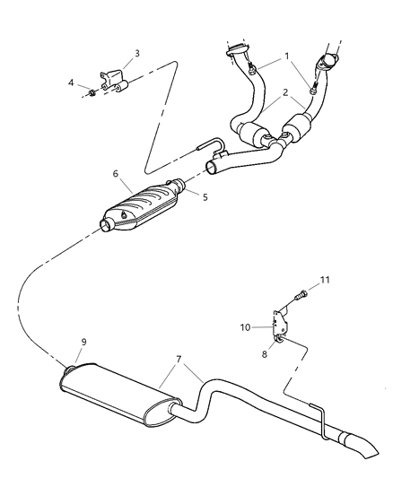 2002 Jeep Grand Cherokee Muffler And Tailpipe Exhaust Diagram for 52101237AB