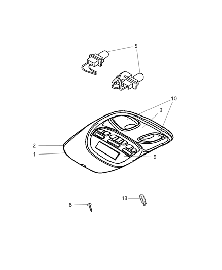 2009 Dodge Durango Console Overhead Diagram for 5KM801D1AC