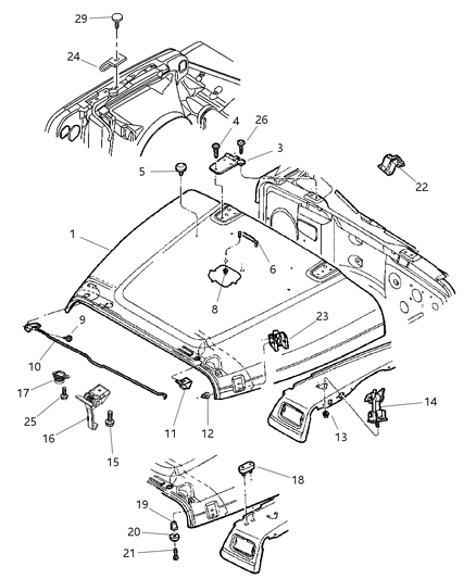 2005 Jeep Wrangler Safety Catch, Front Diagram for 55176731AF