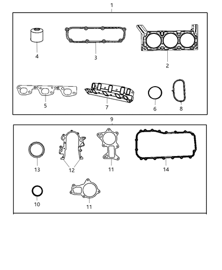 2009 Jeep Wrangler Engine Gasket Kits Diagram 2 - Thumbnail