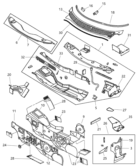 1997 Dodge Neon Closure Panel Screw Diagram for 153922