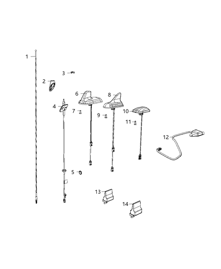 2020 Ram 1500 Antenna Cable Nut Diagram for 5064341AA