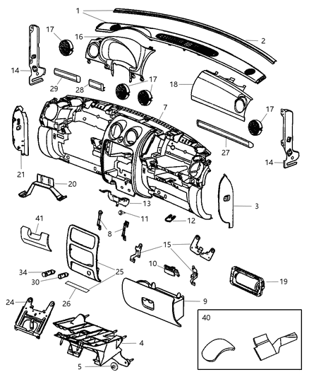 2006 Jeep Liberty Ash Receiver Floor Console Diagram for 55116979AB