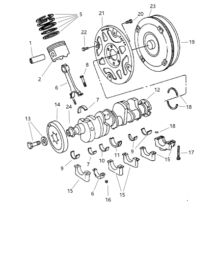 2001 Dodge Ram Wagon Crankshaft , Piston & Torque Converter Diagram 4 - Thumbnail