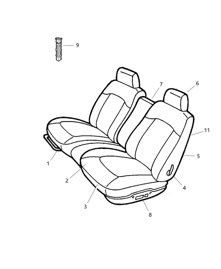 2003 Chrysler Concorde Panel Front Seat Back Diagram for UF451T5AA